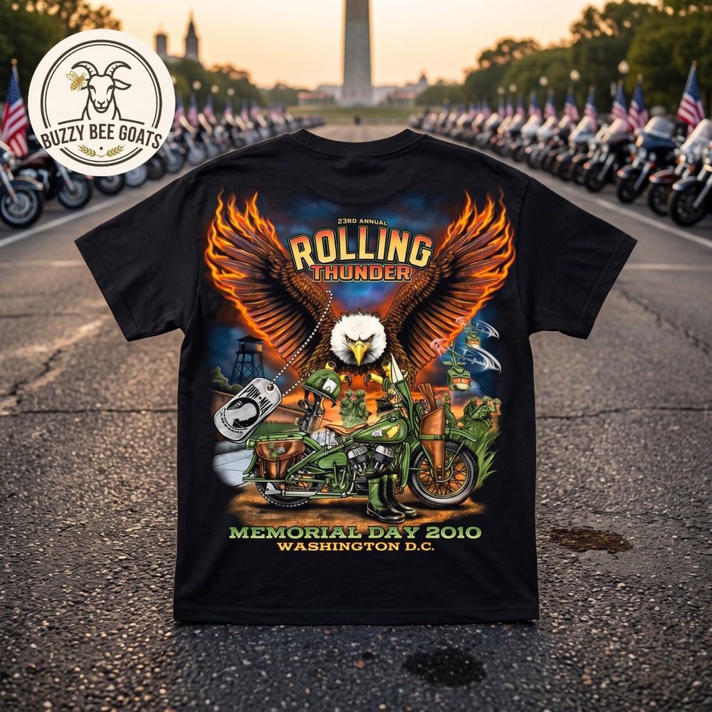 2010 Rolling Thunder T Shirt 23rd Annual Washington DC Graphic Tee POW MIA 15